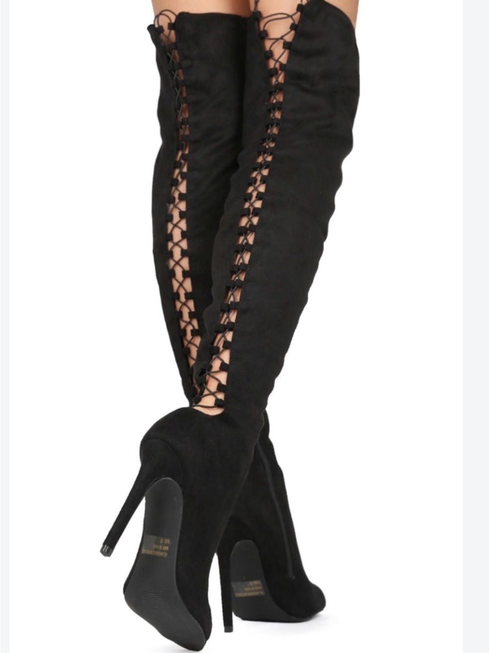 Women's Black Lace-Up Stiletto Ankle Boots